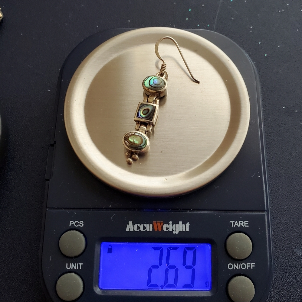 Abalone and Sterling Silver Dangle Earrings 1.6” Long - Picture 15 of 15